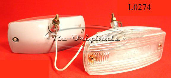 Backup light assembly, NOS, clear, concave, Carello. - L0274