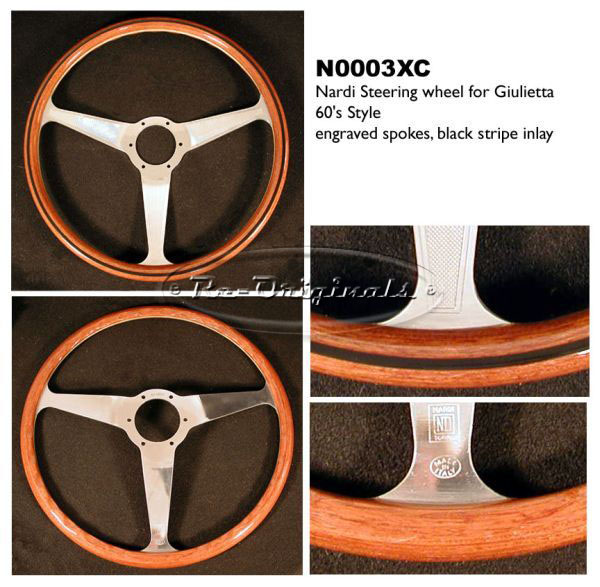 Steering wheel, Nardi Classic, reminiscent of the Ferrari 1960s steering wheel, engraved spokes, slight dish, send for photo. - N0003XC