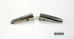 B0090 Body trim, under rear bumper, 2 small pieces, covers ends of body seam vinyl trim, stainless steel, new manufacture