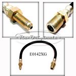 E0142XG Brake hose, rear, length of hose from fitting nut to other nut is 13 3/4 long.  The thread pitch is 20.  For a 1900 only.
