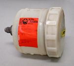 E0195X Brake reservoir, NOS, round plastic style with metal union at bottom