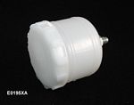 E0195XA - Brake reservoir, new manufacture, round plastic style with metal union at bottom