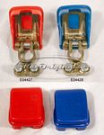 E4427 Battery terminal, quick-release style with red plastic cover, positive.