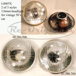 Headlight assembly, NOS, glass and parabola, Carello, 3 lens styles available, specify 8 digit # on lens 136mm size. - L0007X