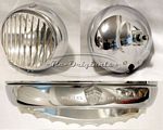 Fog light assembly, NOS, Marchal or Carello, oval style with stud mount in back, vertical ribs in glass - L0249X