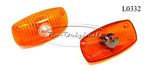 L0332 Back-up light lens, Carello, rectangular, amber with clear nipple, #18.550.000, fits on chromed-metal style light, comes with metal bulb protector on lens