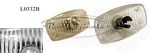 L0332B Back-up light lens, Carello, rectangular, clear with clear nipple, #18.550.000, fits on chromed-metal style light, comes with metal bulb protector on lens